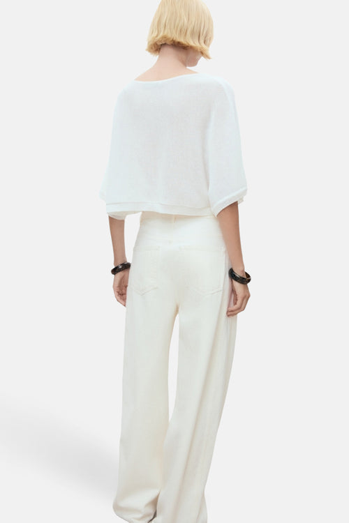 Pull met ronde hals - wit