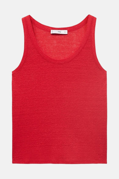 Rood hemdje van MANGO, van fijne jersey, met ronde hals en dunne schouderbandjes.