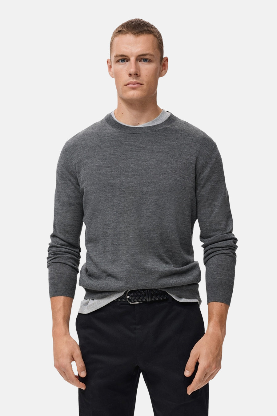 Pull met ronde hals - grijs