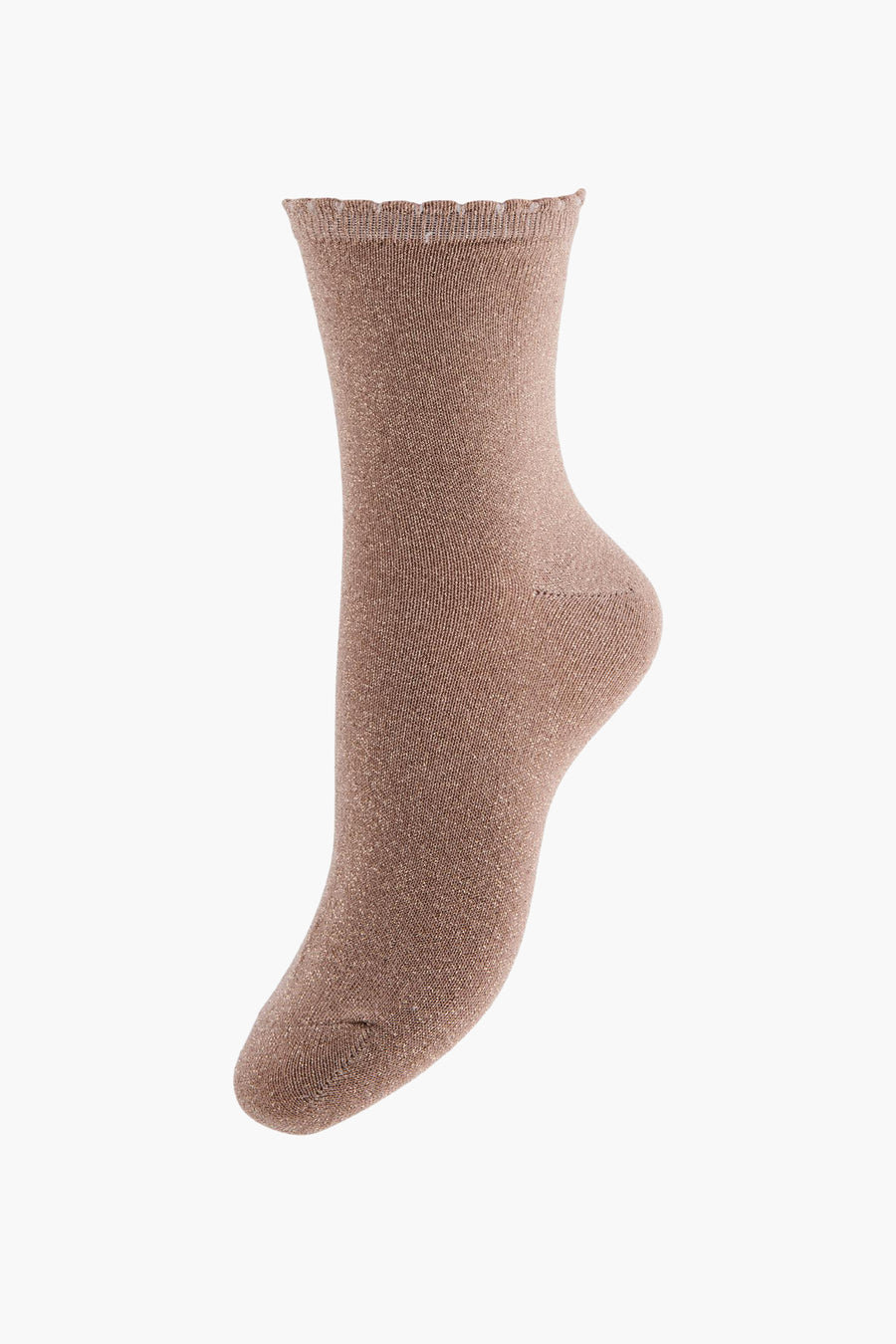 Beige sokken van PIECES® met geribbelde details aan de bovenkant, gepresenteerd op een witte achtergrond.