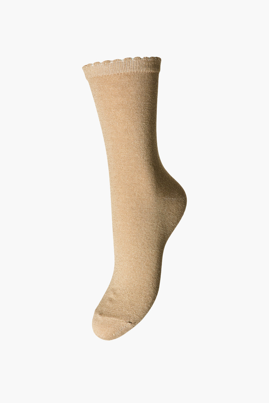 Beige sok met fijne PIECES®-breisel, met geschulpte rand en licht glanzende look.