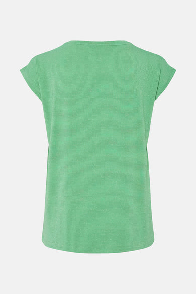 T-shirt à manches courtes vert de PIECES®, avec un subtil motif à rayures horizontales.