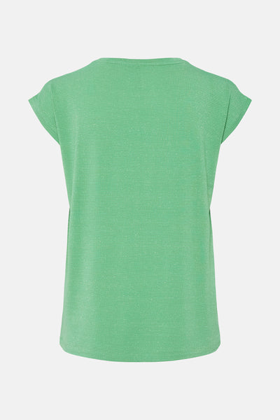 T-shirt à manches courtes vert de PIECES®, avec un subtil motif à rayures horizontales.