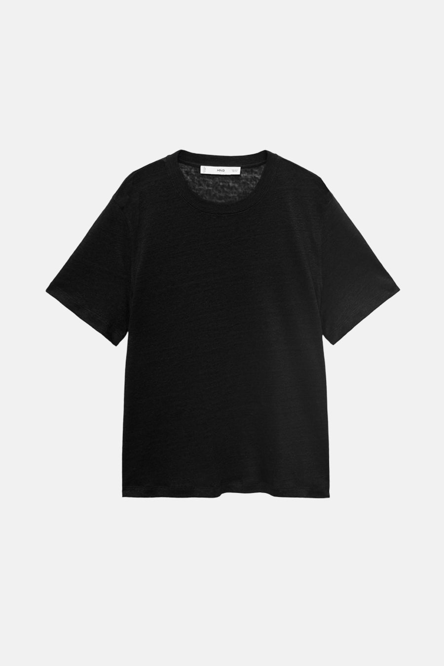 Zwart T-shirt met korte mouwen van MANGO, fijne textuur en klassieke pasvorm.