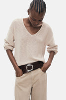 Trui met V-hals Beige - MANGO