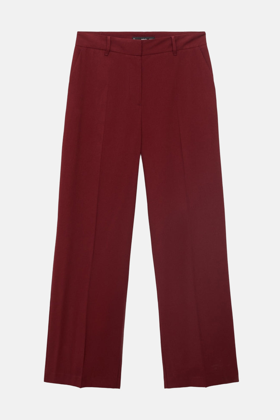 Bordeaux broek van MANGO, rechte pasvorm met duidelijke vouwen aan de voorkant.