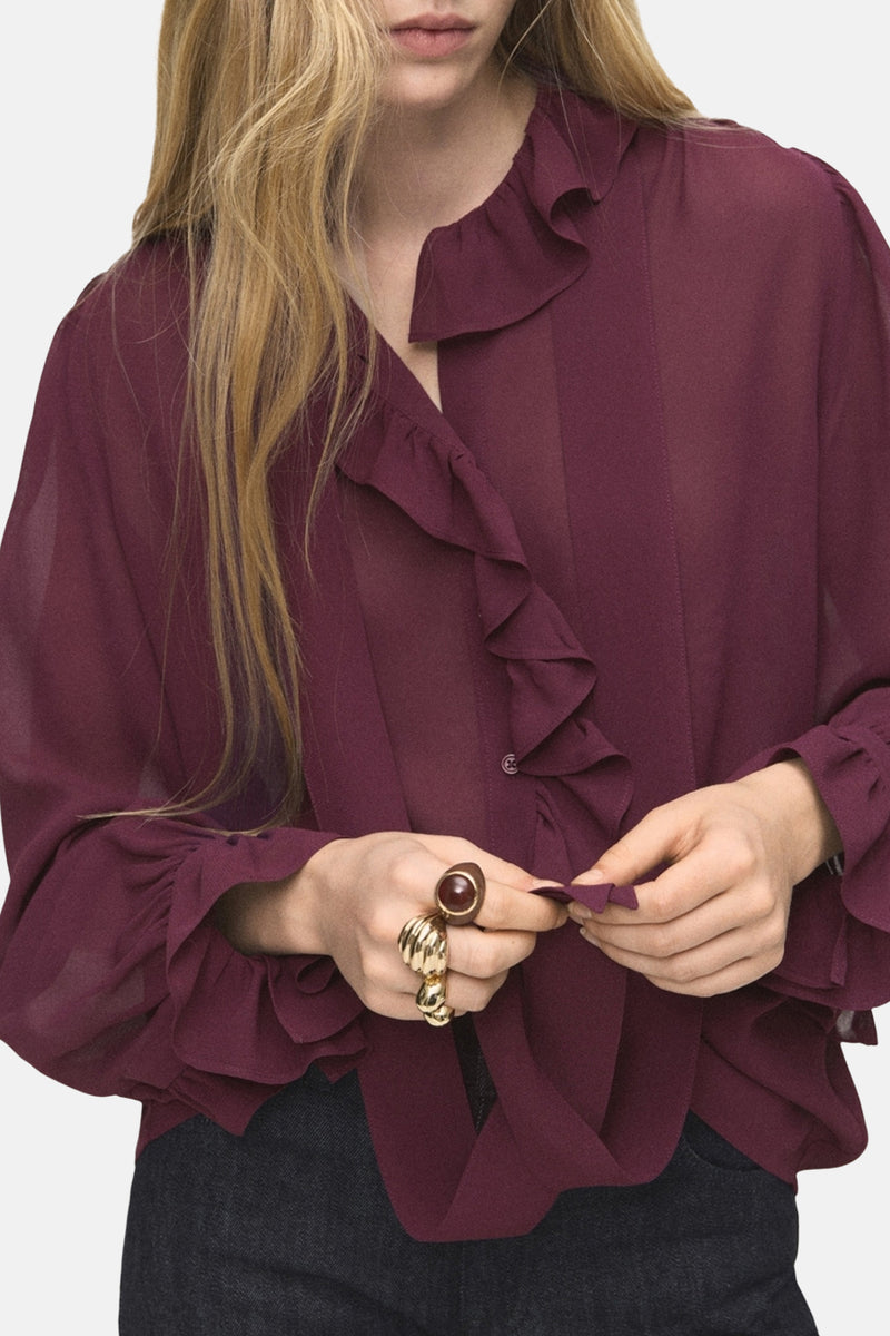 Blouse (lange mouwen) bordeaux - MANGO