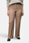 Beige broek van MANGO, textuurdetail met riemlussen en onzichtbare sluiting.