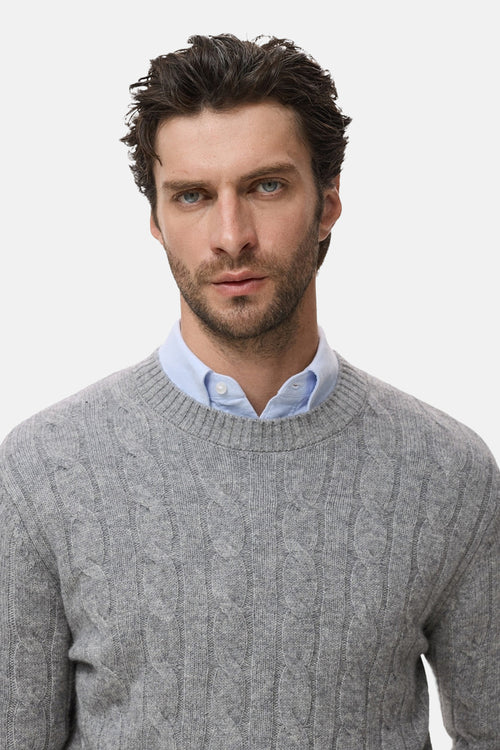 Pull met ronde hals - grijs