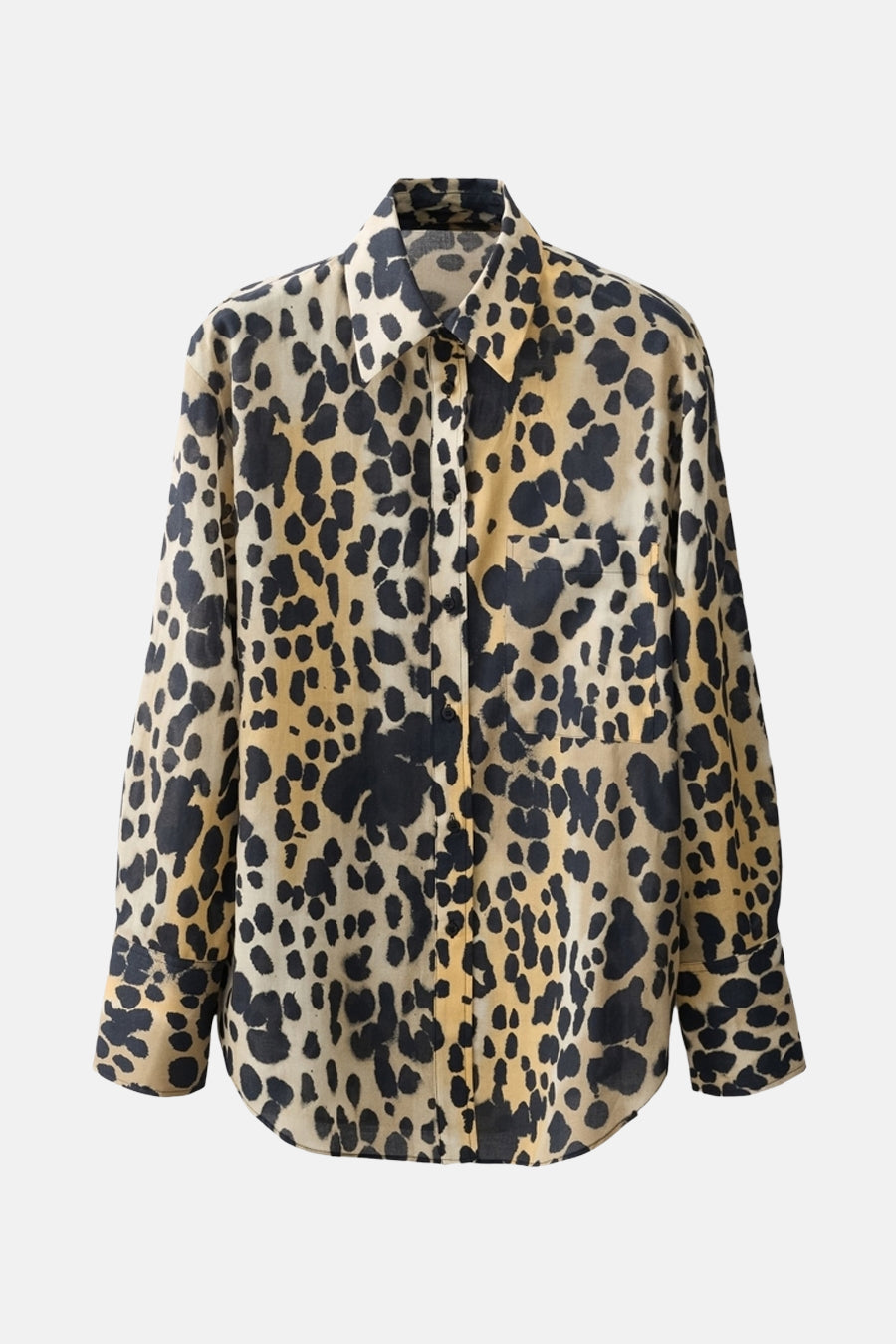 Multikleurig overhemd met lange mouwen van Mango, met een luipaardprint en een borstzak.