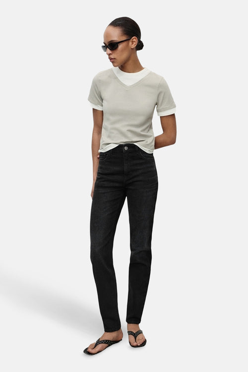 Jean Mom DARK GREY DENIM - MANGO