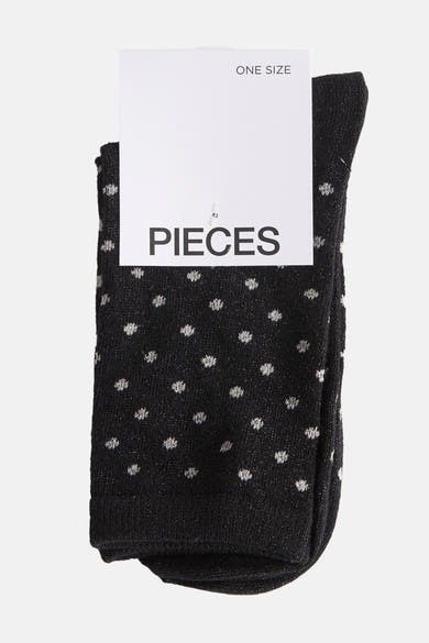 Zwarte gestreepte sokken van PIECES®, modeaccessoire met een delicate en schitterende print.