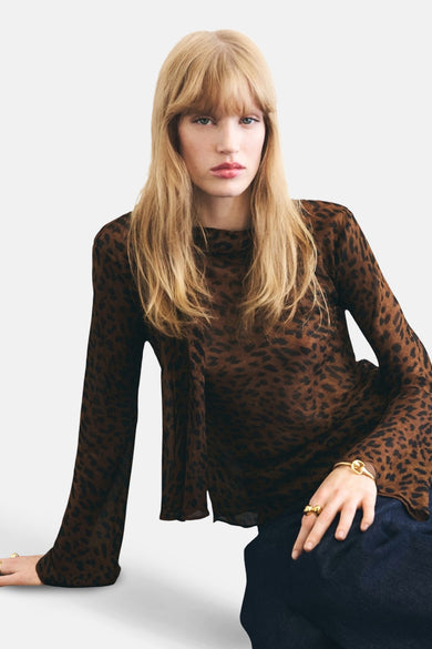 Blouse met lange mouwen - Bruin