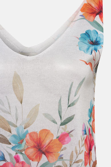 Multikleuren hemdje van Terra di Siena met bloemenprint op fijne textuurstof.