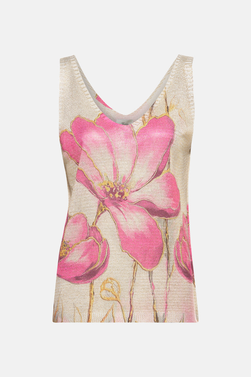 Roze tanktop van Terra di Siena met een bloemenprint.