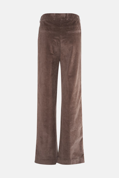 Wijd fluwelen corduroy broek taupe van RAPHAELA, met achterzakken en elastische tailleband.