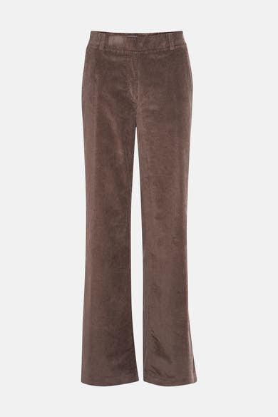 Wijd geruit corduroy broek in taupe van RAPHAELA, met een klassieke rechte pasvorm.
