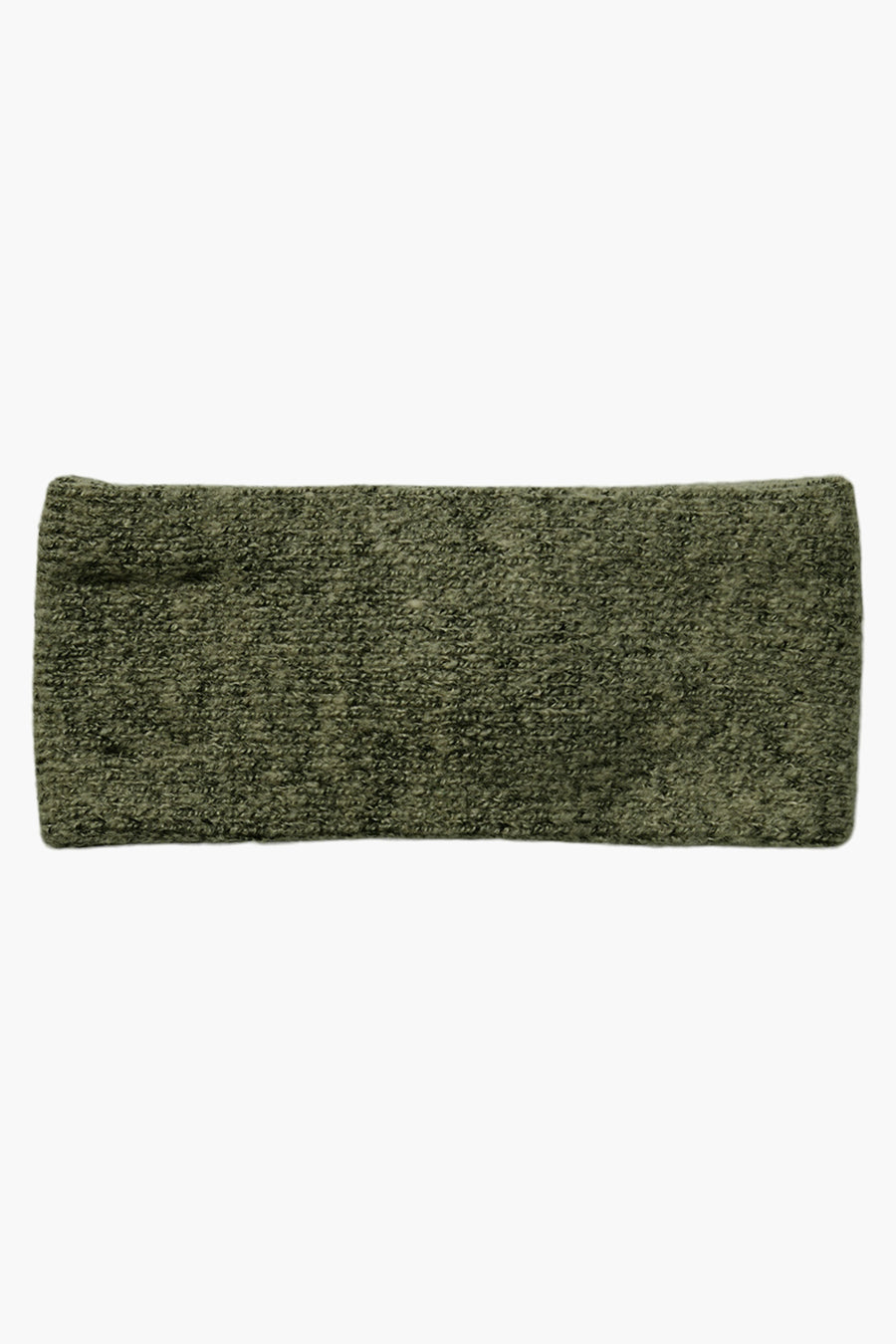 Cache-oreilles vert de PIECES®, en tricot texturé, présenté sur un fond blanc uni.