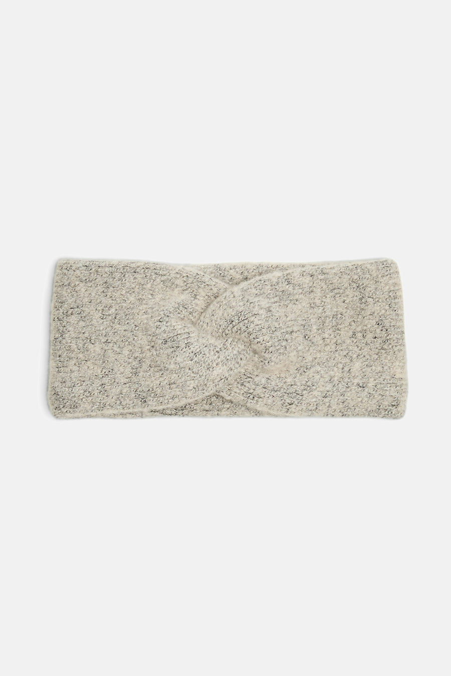 Beige oorwarmers van PIECES®, met textuurpatroon en gedraaid detail.