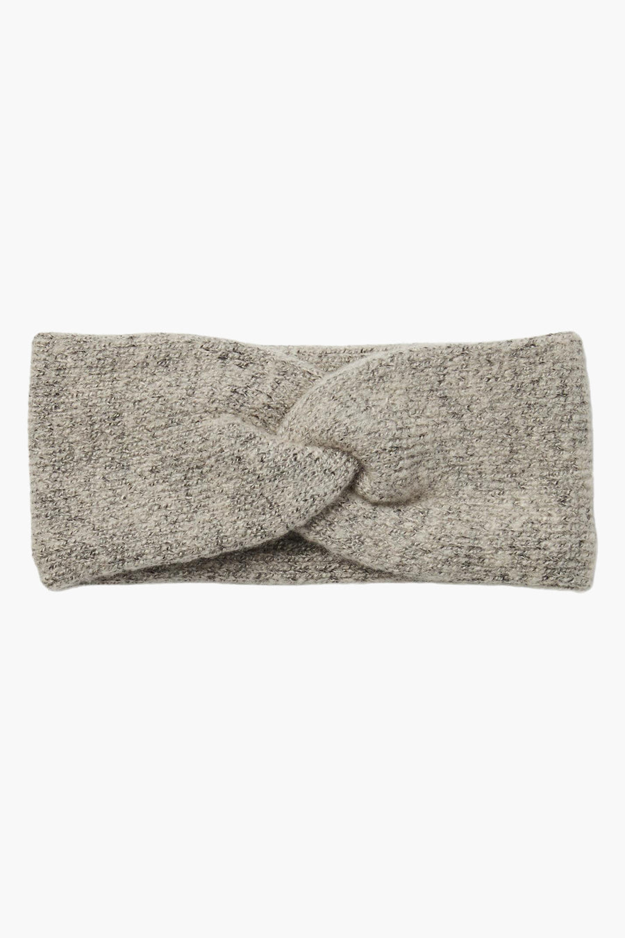 Beige oorwarmers van PIECES®, met een decoratieve strik en een gemêleerde gebreide textuur.