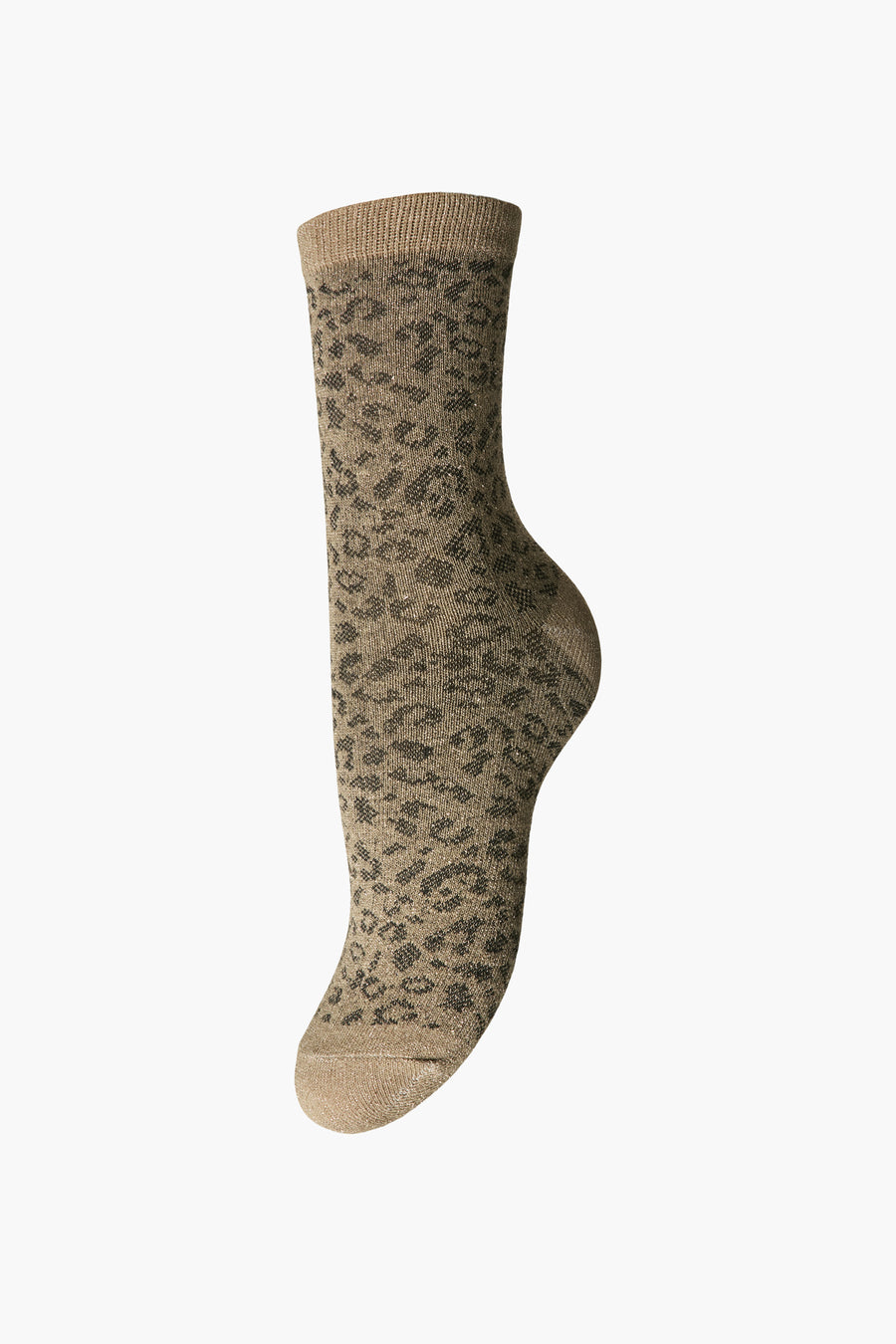 Bruine sokken met luipaardprint van PIECES®, gebreide textuur met glanzende details.