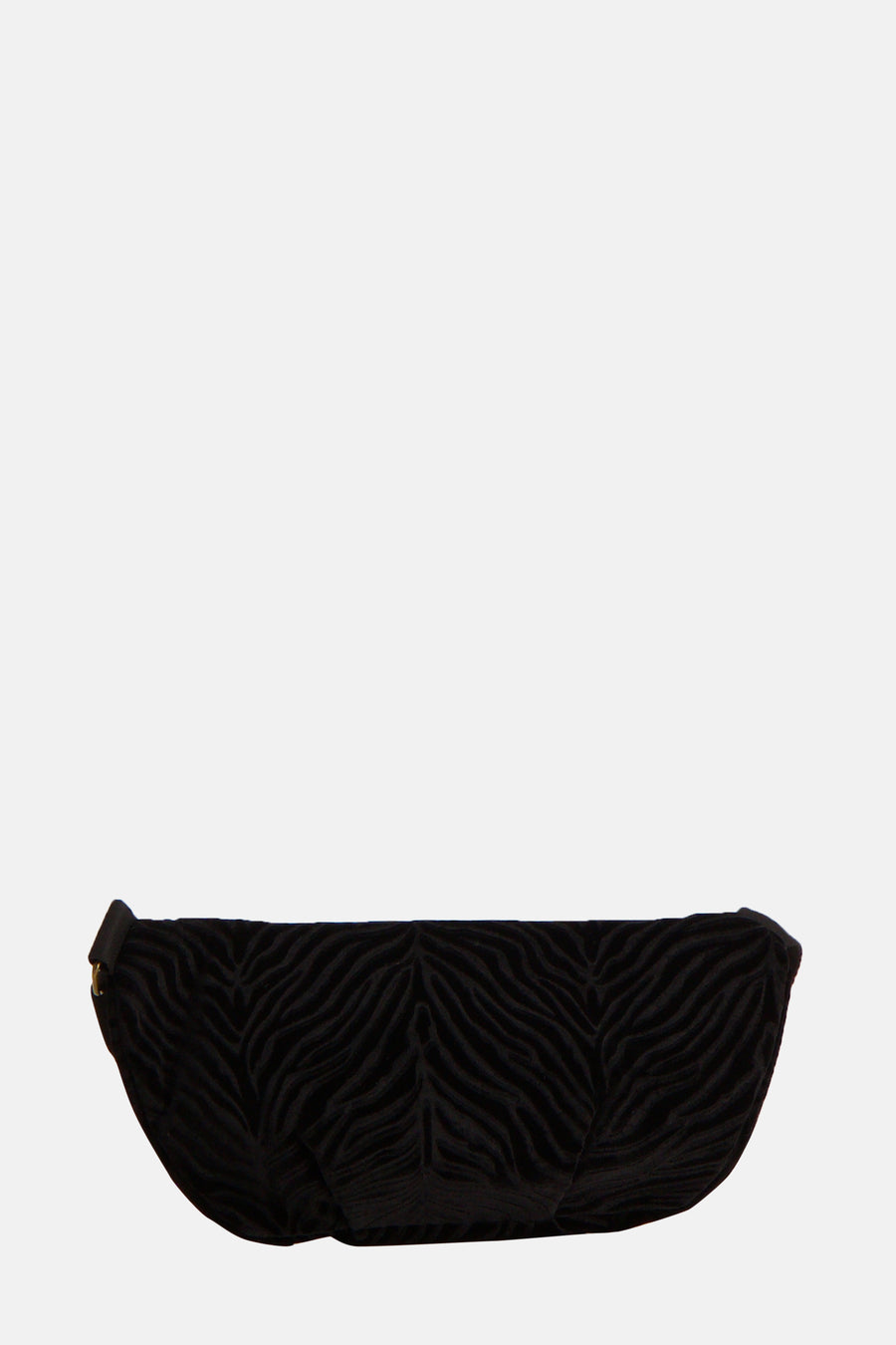 Zwarte schoudertas van PIECES® met een gestructureerd fluwelen zebraprint.