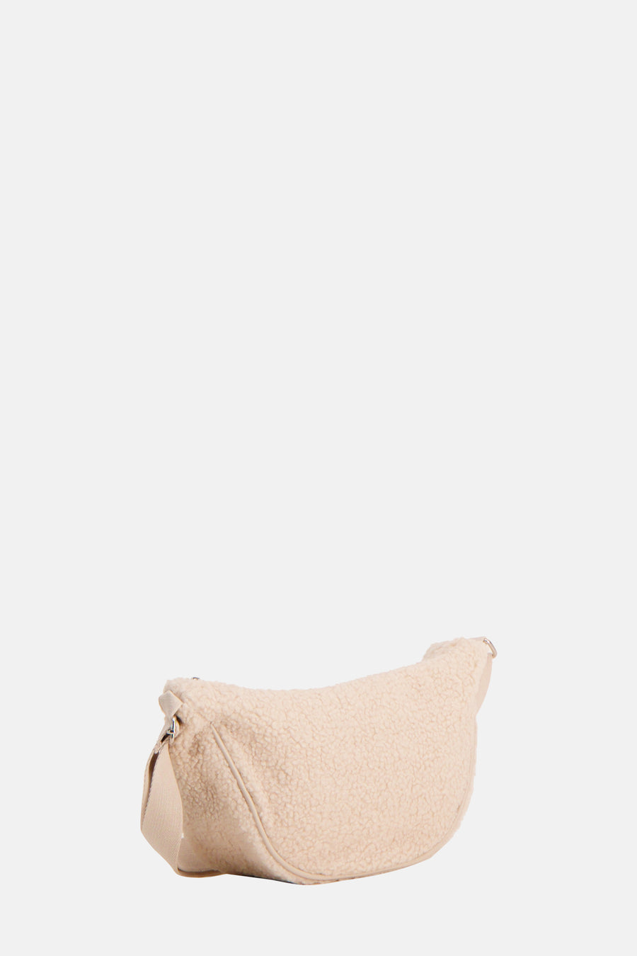 Sac à bandoulière beige en tissu bouclé de PIECES® avec une bandoulière ton sur ton.
