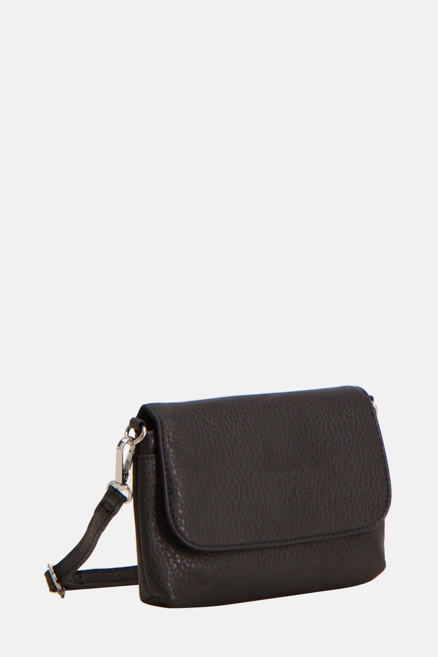 Sac à bandoulière noir de PIECES®, avec une texture grainée et une bandoulière fine réglable.

