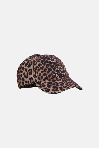 Casquette brune à imprimé léopard de PIECES®, vue de côté.