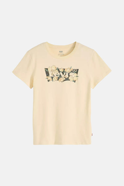T-shirt jaune à manches courtes de Levi's® orné d'un motif floral imprimé sur le devant.