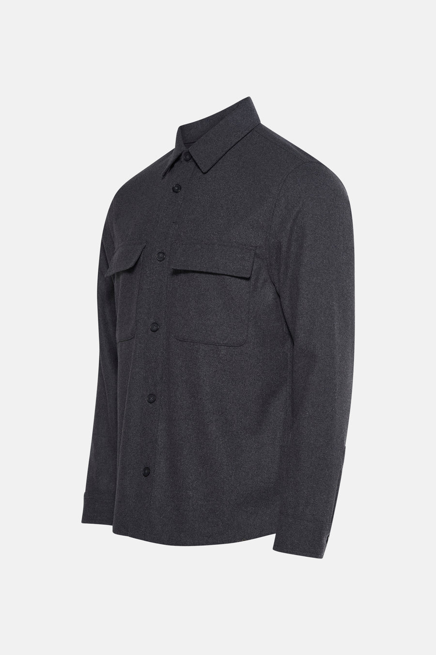 Veste courte grise de MANGO, avec poches à rabat et fermeture boutonnée.