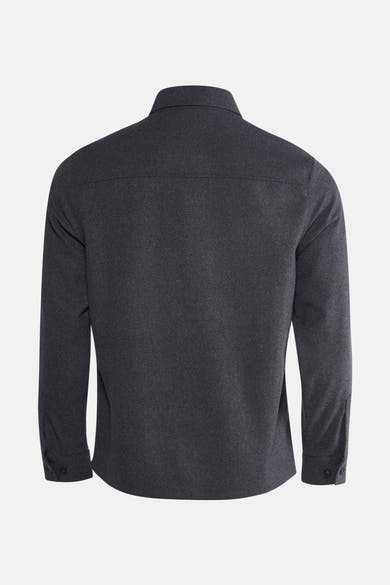 Veste courte grise de MANGO, vue de dos, avec col et manches longues