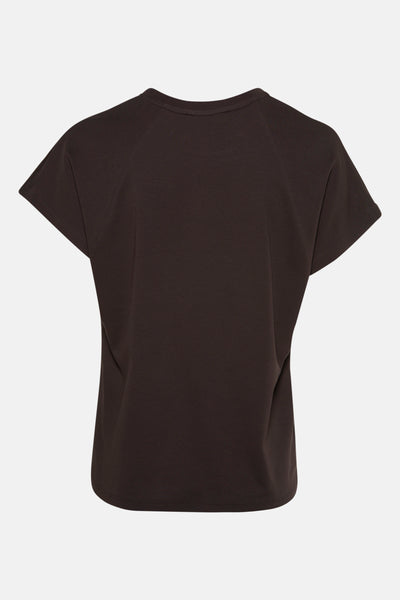 Bruin T-shirt met korte mouwen van MANGO, met raglanmouwen en een rechte zoom.