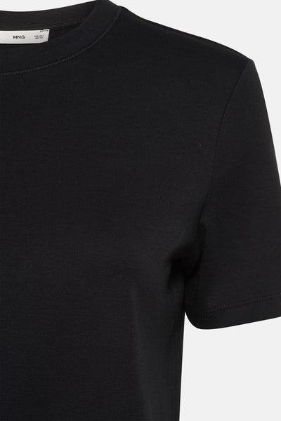 Effen T-shirt met korte mouwen bruin van MANGO, van katoen, met een ronde hals.