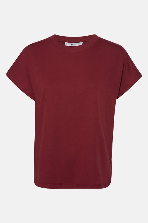Top uni manches courtes Rouge - MANGO