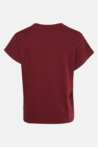 Bordeaux T-shirt met korte mouwen van MANGO, van achteren gezien, met raglanmouwen.
