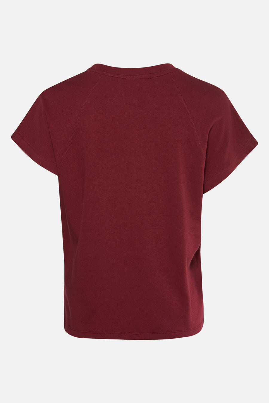 Bordeaux T-shirt met korte mouwen van MANGO, van achteren gezien, met raglanmouwen.