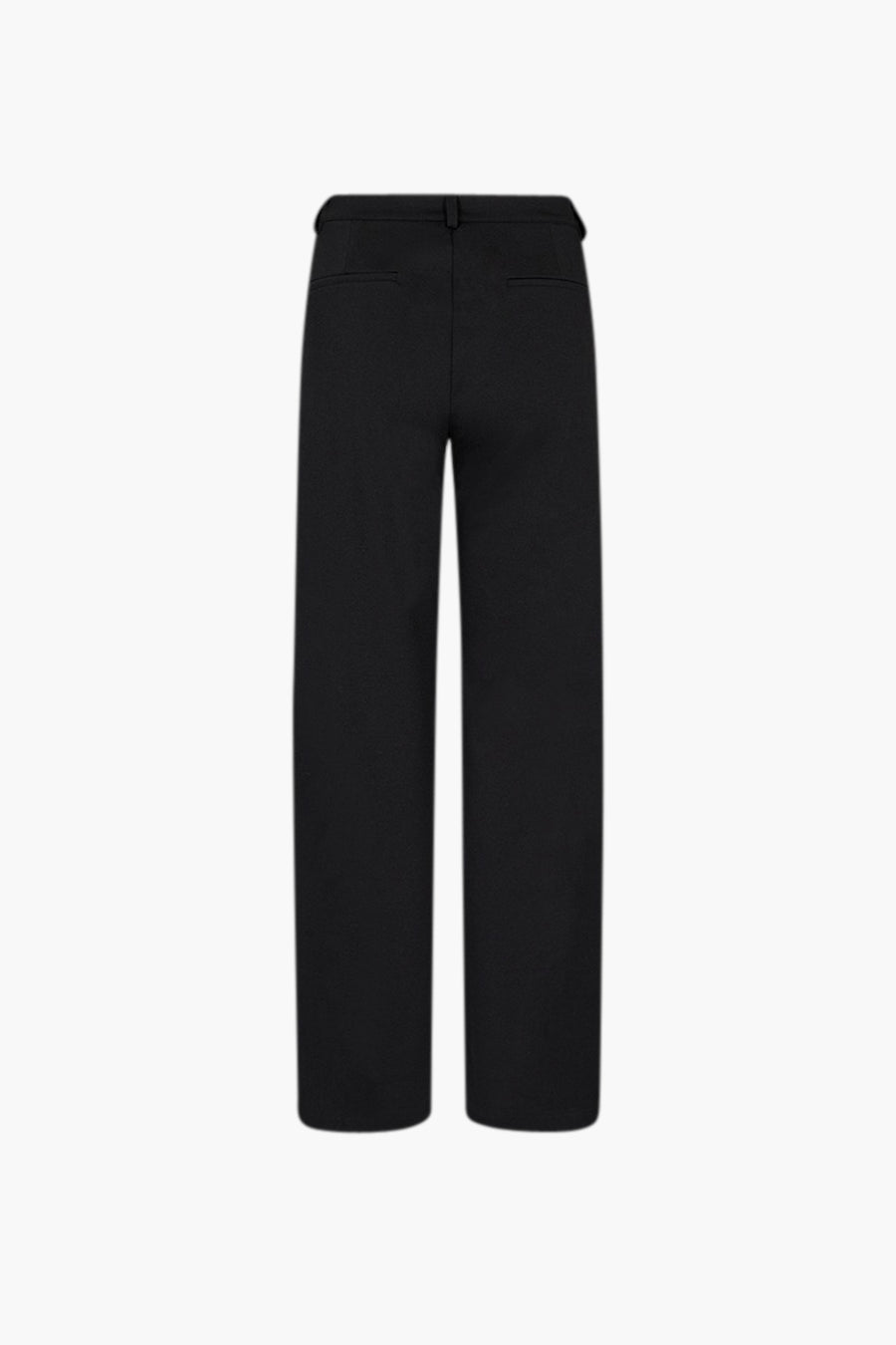Zwarte broek van FREEQUENT, met discrete achterzakken en een rechte pasvorm op een witte achtergrond.