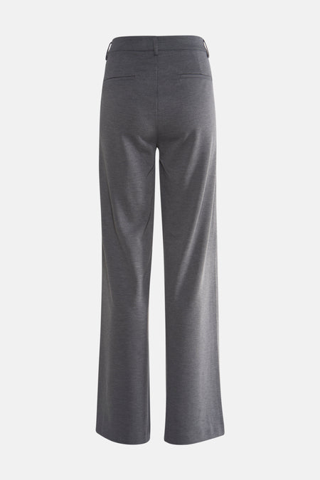 Grijze broek van FREEQUENT, wijde pasvorm, met paspelzakken achter, effen.