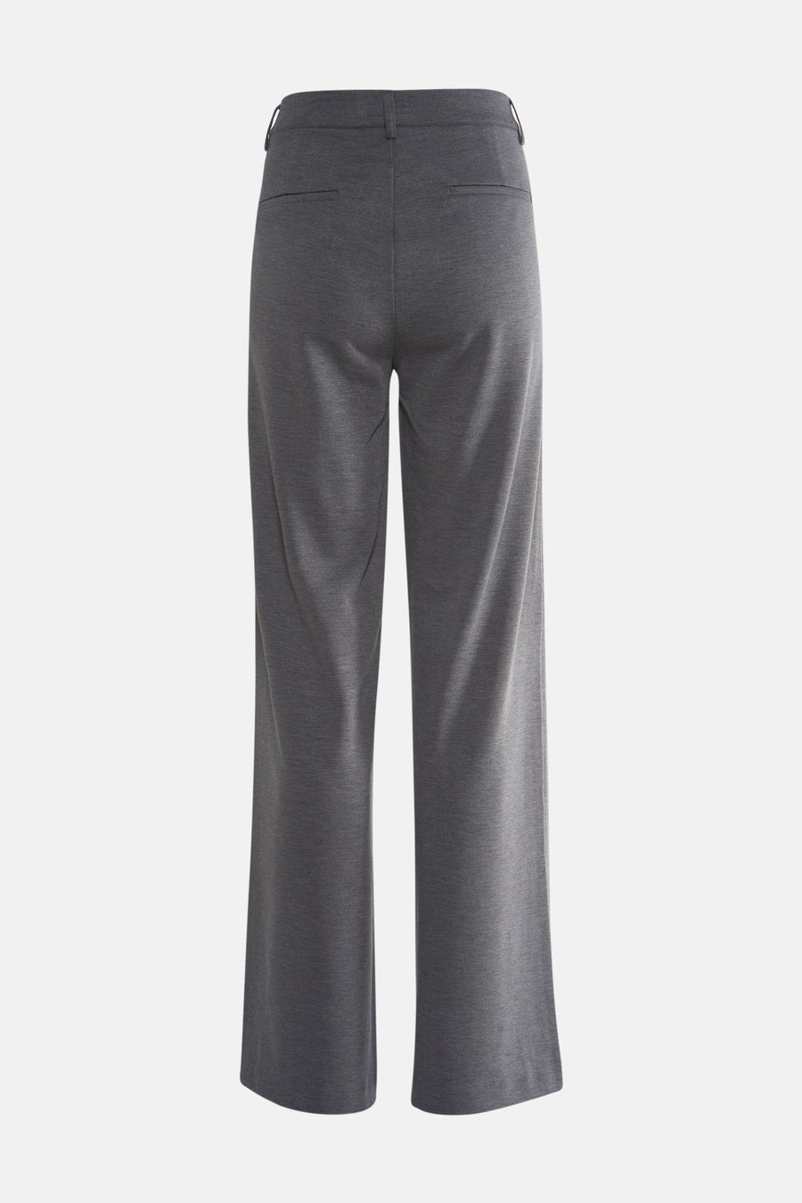Grijze broek van FREEQUENT, wijde pasvorm, met paspelzakken achter, effen.