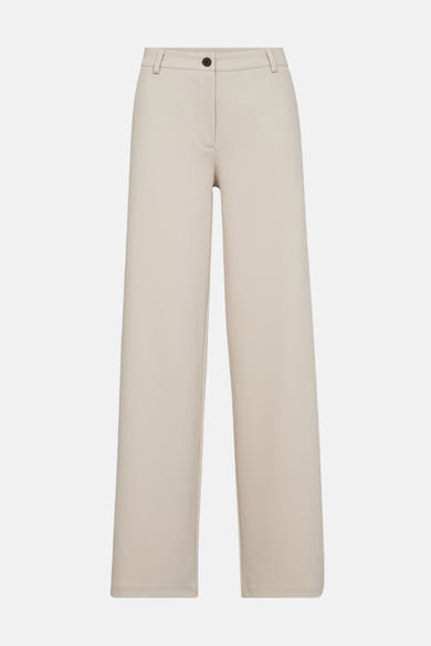 Pantalon coloré beige de FREEQUENT, coupe ample et jambes larges, avec une boutonnière centrale.