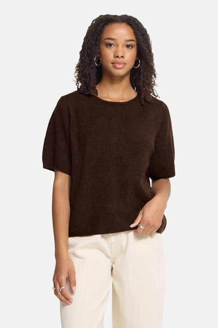 Pull col rond brun - ICHI