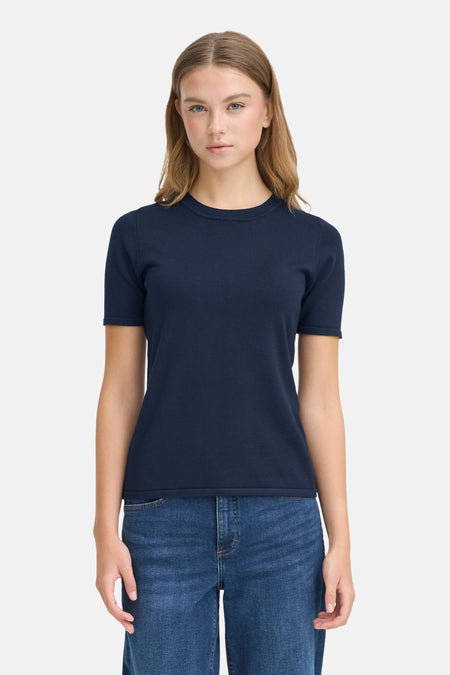 Pull col rond bleu - ICHI