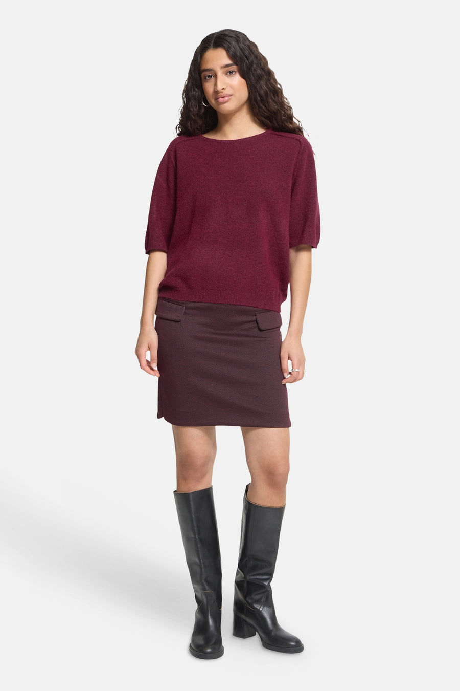 Trui met ronde hals rood - ICHI