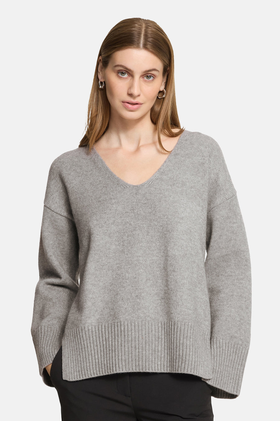 Pull col V - gris