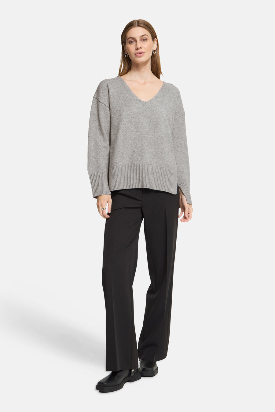 Pull col V - gris