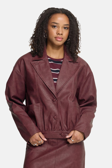 Veste en simili cuir rouge - ICHI