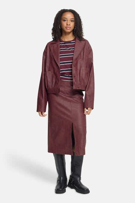 Veste en simili cuir rouge - ICHI