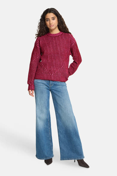 Pull O-hals - RHODODENDRON PINK STRIPE
