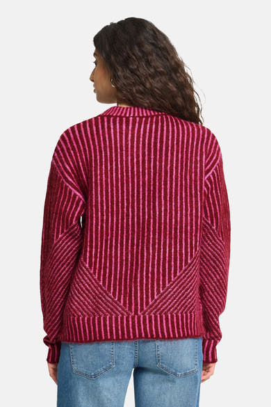 Pull O-hals - RHODODENDRON PINK STRIPE